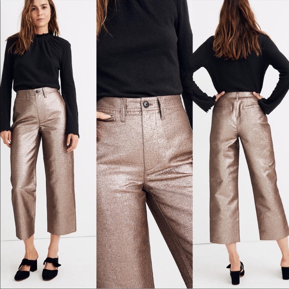 Madewell metallic wide leg pants